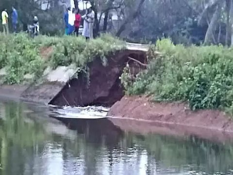 கீழ்பவானி வாய்க்கால் கரைகள் உடைப்பை சீரமைக்கும் பணி தொடங்கியது
