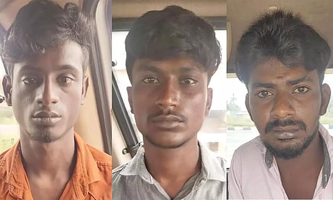 கைதான சரவணன் பாரதி, சீனிவாசன், மணிகண்டன்.