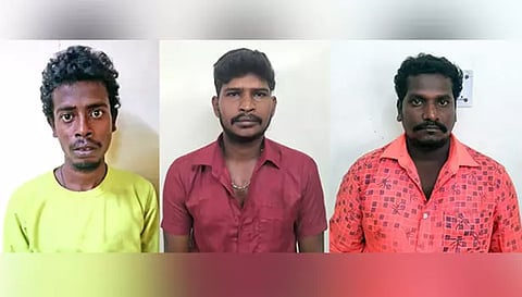 குண்டர் சட்டத்தில் கைதான பிச்சை கார்த்தி, மாதேஷ், விஜய்.