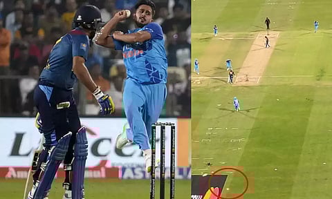 அதிவேகத்தில் பந்து வீசிய உம்ரான் மாலிக்...பல அடி தூரம் பறந்த பெய்ல்ஸ்