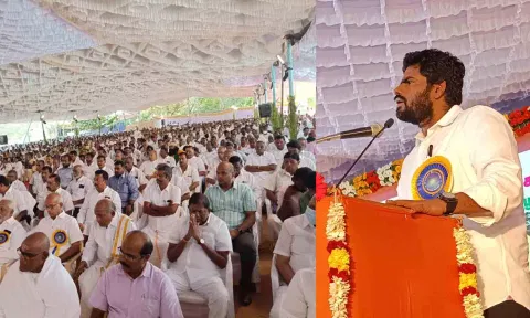 நிகழ்ச்சியில் பா.ஜ.க.மாநில தலைவர் அண்ணாமலை பங்கேற்று பேசிய காட்சி.