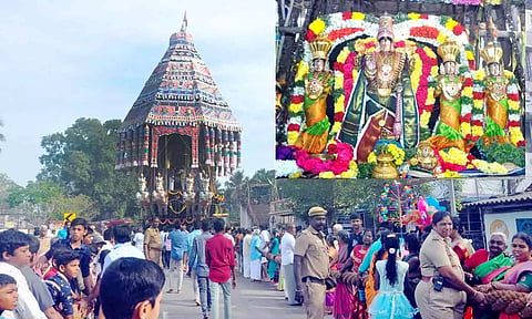 திருச்சேறை சாரநாதபெருமாள் கோவிலில் தேரோட்டம் நடைபெற்றது.