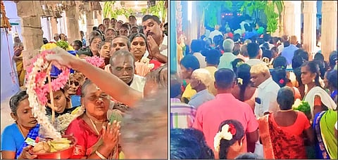 திருமால் பூஜையில் கலந்து கொண்டு அம்மனை வழிபட்ட பக்தர்கள்.