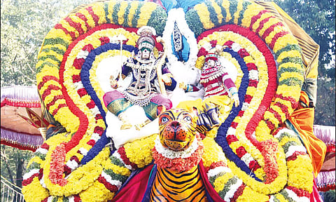 கபிலேஸ்வரர் கோவில் பிரம்மோற்சவ விழா: வியாக்ர, யானை வாகனங்களில் சோமஸ்கந்தர், காமாட்சி வீதிஉலா