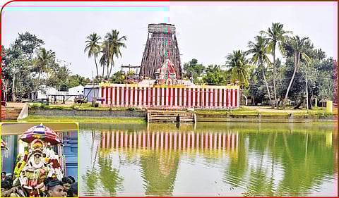 கரம்பயம் முத்துமாரியம்மன், முத்துமாரியம்மன் கோவில் பின்புறம் உள்ள தீர்த்த குளத்தின் தோற்றம்.