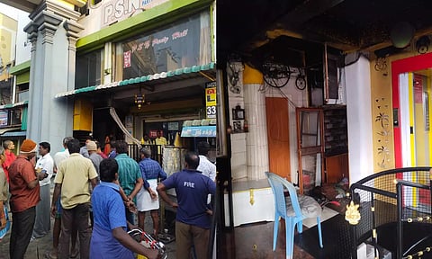 திருவள்ளூரில் லாட்ஜில் தீ விபத்து- அறையில் சிக்கிய மாற்றுத்திறனாளியை மீட்ட தீயணைப்பு வீரர்கள்
