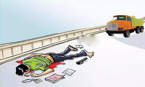 லாரி மோதி ஆசிரியர் சாவு