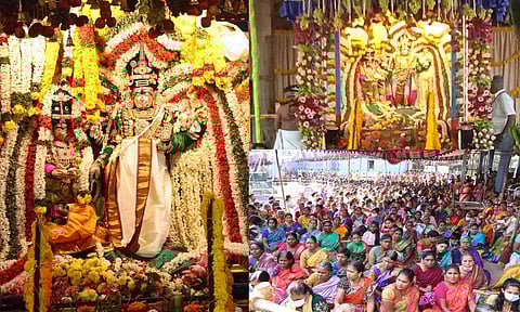 திருவொற்றியூரில் வடிவுடையம்மன் கோவில் திருக்கல்யாணத்தில் ஆயிரக்கணக்கான பக்தர்கள் தரிசனம்