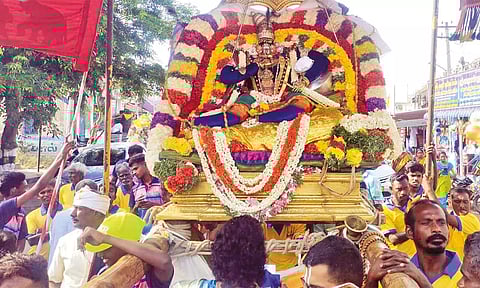 சவுமிய நாராயண பெருமாள் பல்லக்கில் திருவீதி உலா வந்ததைபடத்தில் காணலாம்.