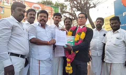 தி.மு.க. அரசை கண்டித்து பா.ஜ.க. நூதன போராட்டம்