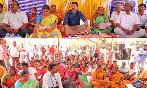 கிராமசபை கூட்டத்தில் சிறப்பு பார்வையாளராக கலெக்டர் வினீத் கலந்து கொண்ட காட்சி.