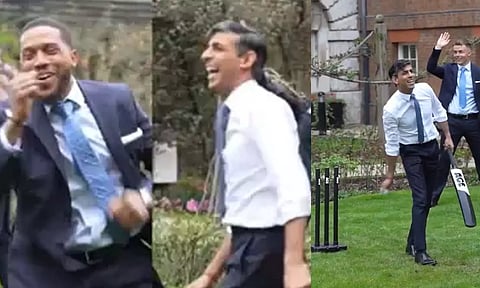 இங்கிலாந்து வீரர்களுடன் கிரிக்கெட் விளையாடிய பிரிட்டன் பிரதமர்- வைரலாகும் வீடியோ