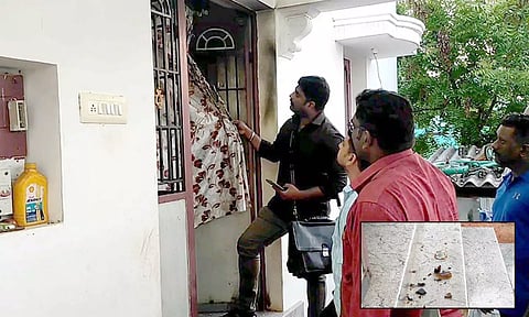 கறிக்கடை வியாபாரி வீட்டில் பெட்ரோல் குண்டு வீச்சு- போலீஸ் சூப்பிரண்டு நேரில் விசாரணை