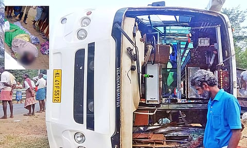 வாய்க்காலில் பஸ் கவிழ்ந்து சிறுவன் உள்பட 2 பேர் பலி- 40 பேர் படுகாயம்