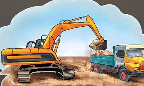 பாலாற்றில் பொக்லைன் எந்திரத்தை சிறைபிடித்த பொதுமக்கள்