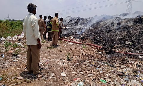 மேட்டுப்பாளையம் நகராட்சி குப்பை கிடங்கில் தீ விபத்து