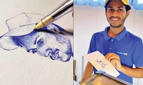 ஐஸ்கிரீம் விற்பனையாளரின் படத்தை வரைந்து பரிசளித்த ஓவியர்