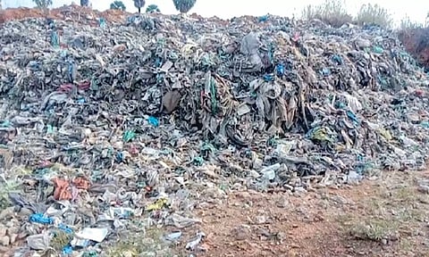 ஆலங்குளம் பகுதியில் கொட்டப்பட்ட கழிவுகள்.