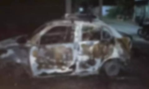 நள்ளிரவில் வி.ஏ.ஓ.வின் கார் தீவைத்து எரிப்பு- மர்ம நபர்களுக்கு வலைவீச்சு