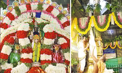 பிரமோற்சவ விழாவையொட்டி கொடியேற்றிய போது எடுத்த படம்.