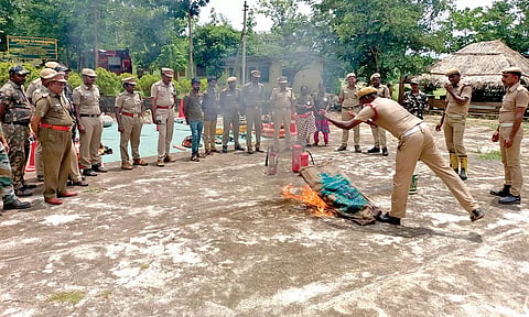 காடுகளில் எரியும் தீயை அணைக்க வனத்துறையினருக்கு சிறப்பு பயிற்சி - தீயணைப்பு துறை சார்பில் நடந்தது