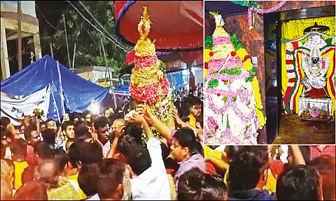 சிறப்பு அலங்காரத்தில் மூலவர் கெங்கையம்மன் பக்தர்களுக்கு அருள் பாலித்த காட்சி.