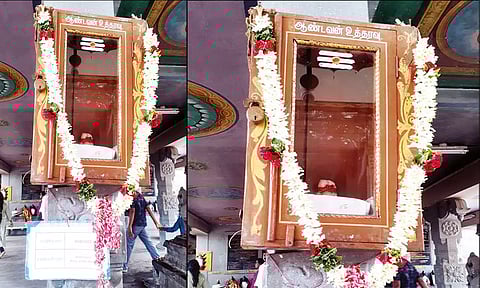 சிவன்மலை ஆண்டவன் உத்தரவு பெட்டியில் வெங்கக்கல், சிவப்பு கயிறு வைத்து பூஜை