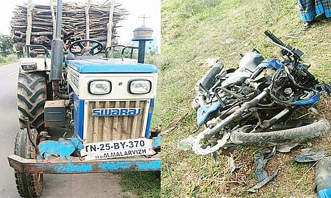 டிராக்டர் மோதி லாரி டிரைவர் பலி