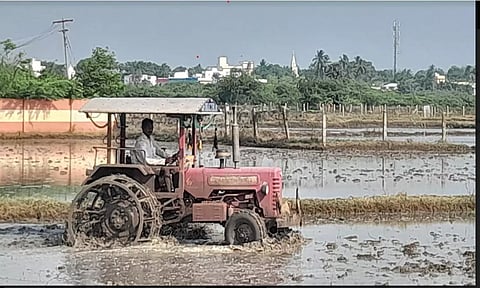 குறுவை சாகுபடி பணிக்காக உழவு பணி நடைபெற்று வருகிறது.
