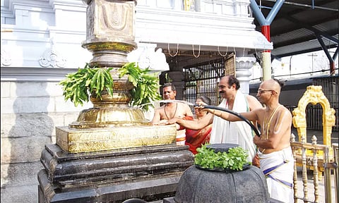 திருப்பதி அருகே உள்ள பிரசன்ன வெங்கடேஸ்வர சுவாமி கோவிலில் ஆழ்வார் திருமஞ்சனம்