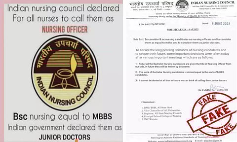 எம்.பி.பி.எஸ். படிப்புக்கு சமமானதா பி.எஸ்சி. நர்சிங்? வைரலாக பரவும் போலி சுற்றறிக்கை