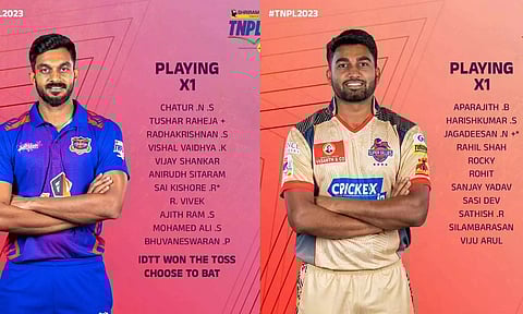 சேப்பாக் சூப்பர் கில்லீஸ் அணிக்கு எதிரான லீக் ஆட்டம்- திருப்பூர் தமிழன்ஸ் பேட்டிங்