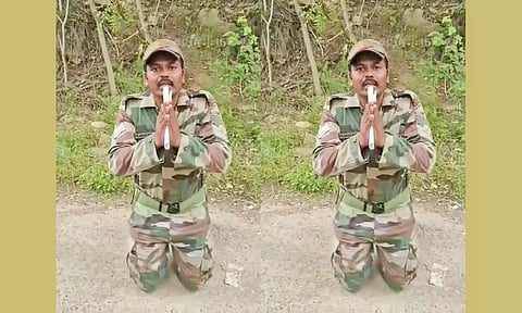 மண்டியிட்டு வீடியோ ஆடியோவால் ராணுவ வீரர் சதி திட்டம் அம்பலம்- மனைவியுடன் தலைமறைவு