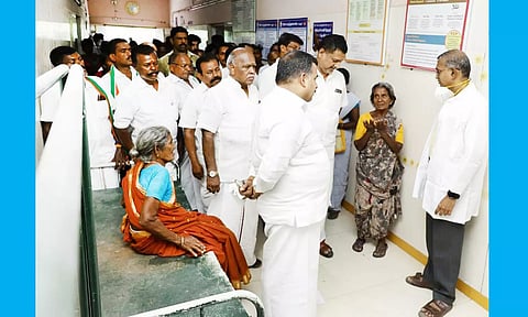 சாத்தூர் அரசு மருத்துவமனையில் மாணிக்கம் தாகூர் எம்.பி. ஆய்வு செய்தார். 