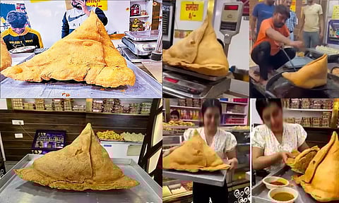 உத்தரபிரதேச மாநிலம் மீரட் கடையில் விற்பனை செய்யப்படும் பிரமாண்ட ‘பாகுபலி’ சமோசா.