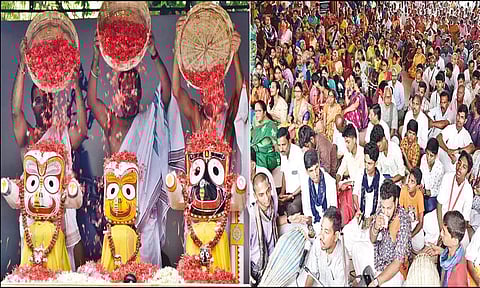 திருமஞ்சன அபிஷேகம் நடைபெற்றதையும், அதில் கலந்து கொண்ட பக்தர்களையும் படத்தில் காணலாம்.