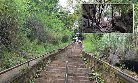 கொல்லிமலை ஆகாய கங்கை அருவி வறண்டது- சுற்றுலா பயணிகள் ஏமாற்றம்