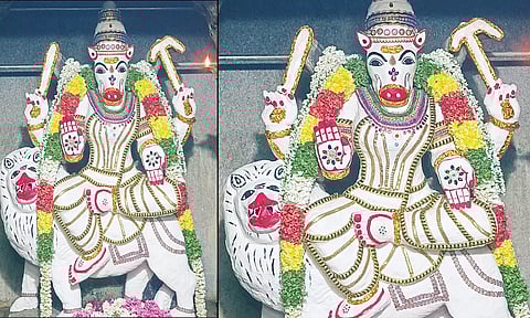 பிளாஞ்சேரி சிம்ஹாருடவராஹி அம்மனுக்கு வெண்ணைக்காப்பு அலங்காரம்