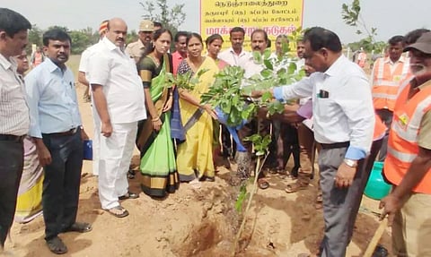 தருமபுரி நெடுஞ்சாலை துறை சார்பில் மரக்கன்றுகள் நடும் விழா