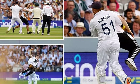 மைதானத்துக்குள் நுழைந்த போராட்டக்காரர்கள்: குண்டுகட்டாக தூக்கி சென்ற பேர்ஸ்டோவ்- வீடியோ