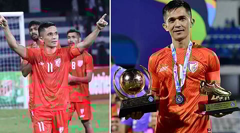 தங்க பந்து, ஷூ விருது பெற்ற இந்திய அணியின் கேப்டன் சுனில் சேத்ரி