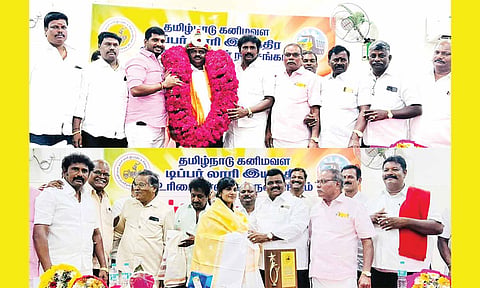 தமிழ்நாடு கனிமவள டிப்பர் லாரி இயந்திர உரிமையாளர்கள் நல சங்க தலைவராக ஐ.கே.எஸ்.நாராயணன் 3-வது முறையாக பதவி ஏற்பு
