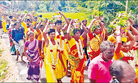 பால்குடம் எடுத்து வந்த பக்தர்களை படத்தில் காணலாம்.