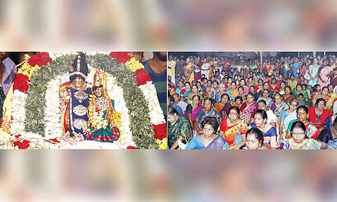 பார்வதி தேவி சமேத சிவேந்திரருக்கு திருக்கல்யாணம் நடந்தது. சீர்வரிசையுடன் கலந்து கொண்ட பக்தர்கள்.