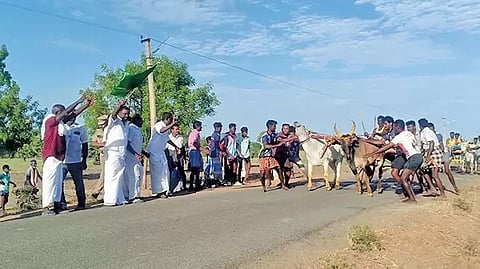 மாட்டுவண்டி பந்தயம் நடந்தபோது எடுத்த படம்.