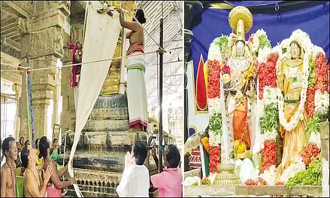 சிறப்பு அலங்காரத்தில் ஆண்டாளுடன், சவுமிய நாராயண பெருமாள்.