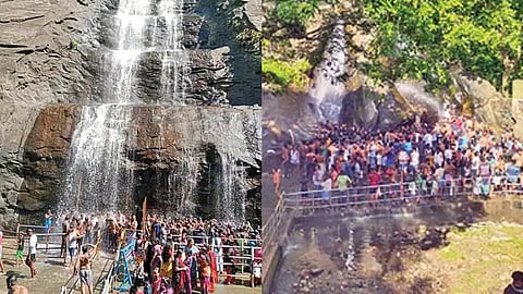 வெயில் அதிகரிப்பால் நீர்வரத்து குறைந்தது: குற்றாலம் அருவிகளில் அலைமோதிய சுற்றுலா பயணிகள் கூட்டம்