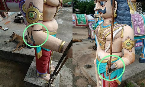 உடைக்கப்பட்ட சாமி சிலைகள்