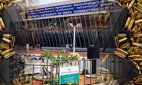 கோவை விமான நிலையத்தில் கைப்பையில் துப்பாக்கி குண்டுகளுடன் சிக்கிய ராஜஸ்தான் வாலிபர்- போலீஸ் விசாரணை