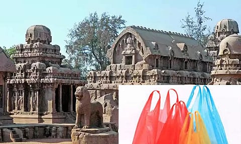 மாமல்லபுரத்தில் தடை செய்யப்பட்ட 10 கிலோ பிளாஸ்டிக் பொருட்கள் பறிமுதல்